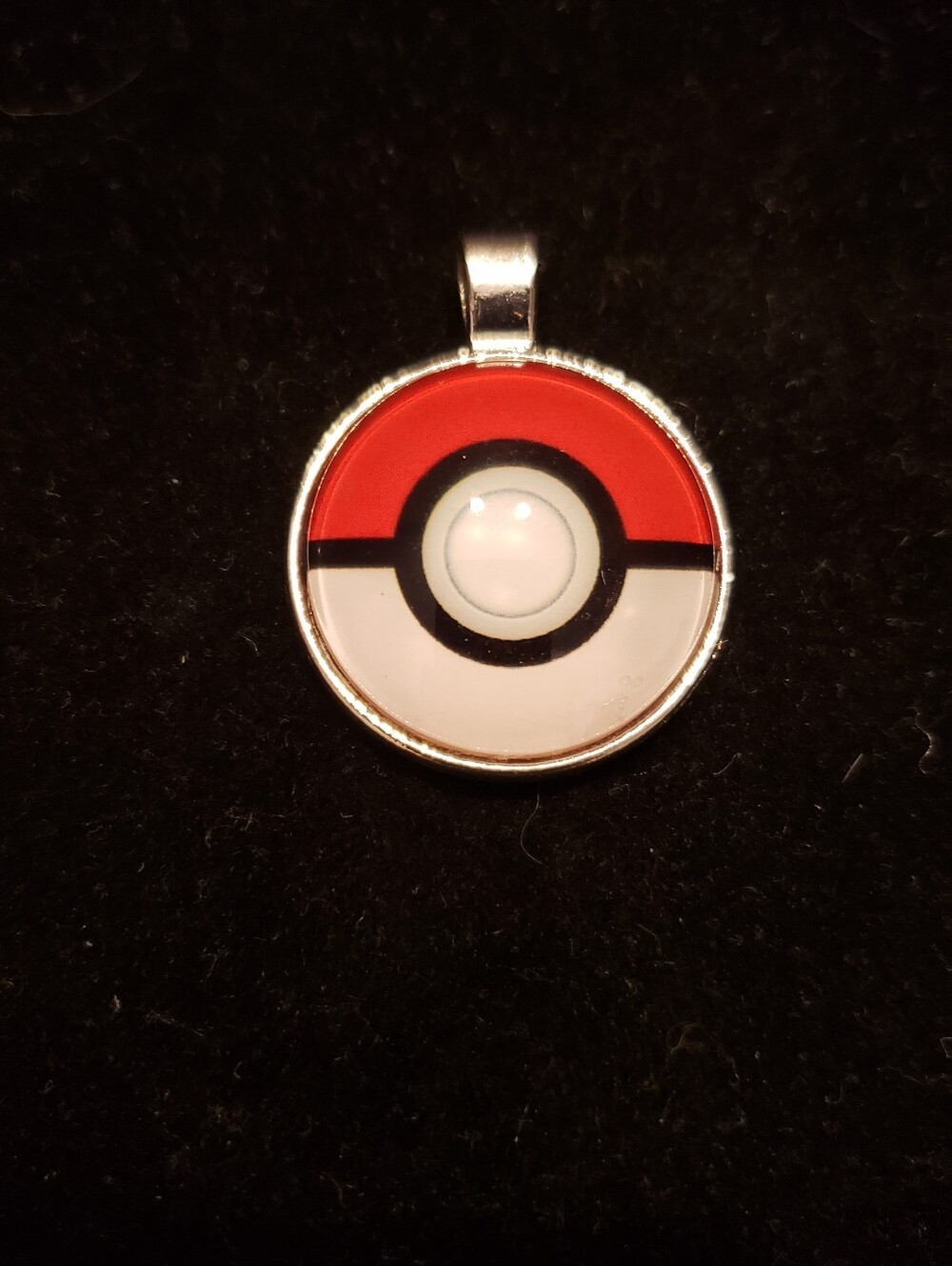 NEW Pokeball Logo Cabochon Cosplay Necklace Under Glass Dome, 21" Chain